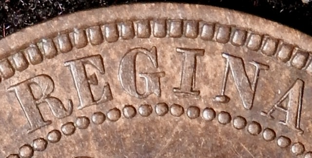 1881-H-Vicky-Cent,-Double/Triple-Re-Punched-Letters-On-Obverse